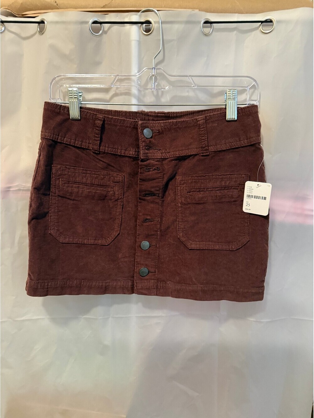 Free People Twenty Five Chocolate Corduroy Mini Skirt Size 25 NWT